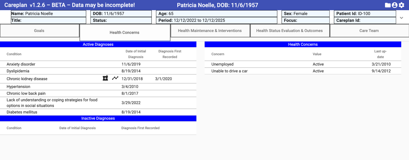 Screenshot of the original eCare app design
