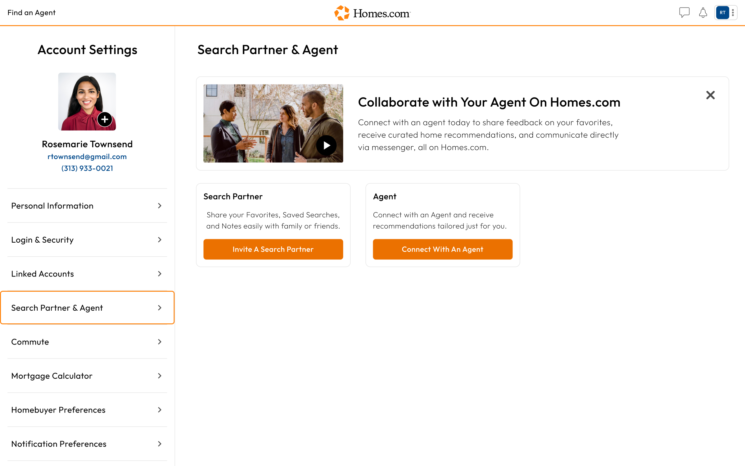 UI prototype of a consumer's managment page