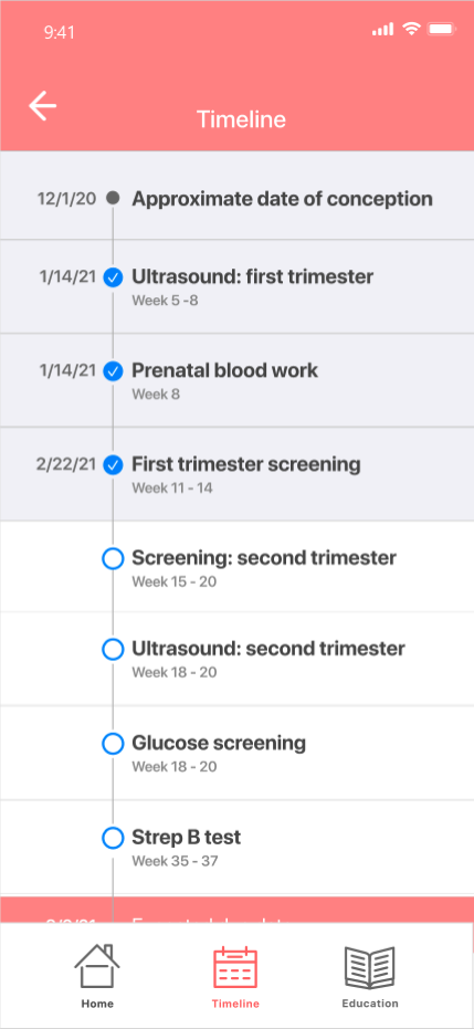 Prototype of an app for traking tests during pregnancy