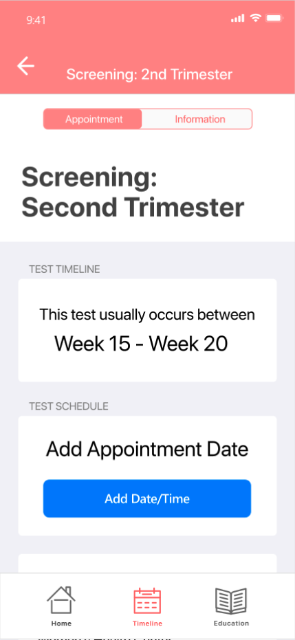 Prototype of an app for traking tests during pregnancy