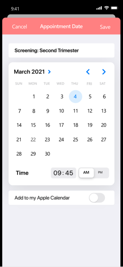Prototype of an app for traking tests during pregnancy